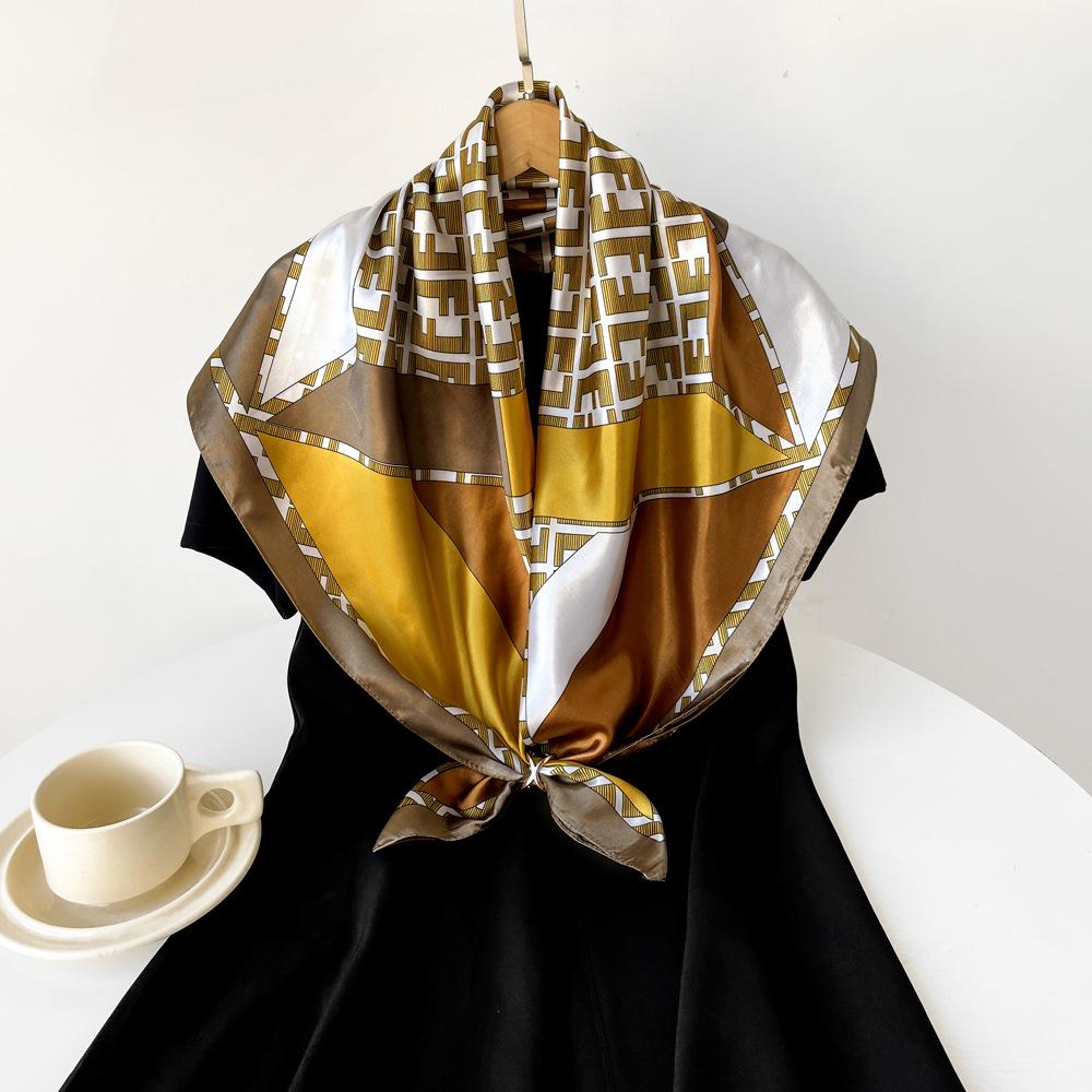 New 90cm Silk Scarf Ladies Wrap Scarf Printed Scarf Satin Large Square Scarf Scarf