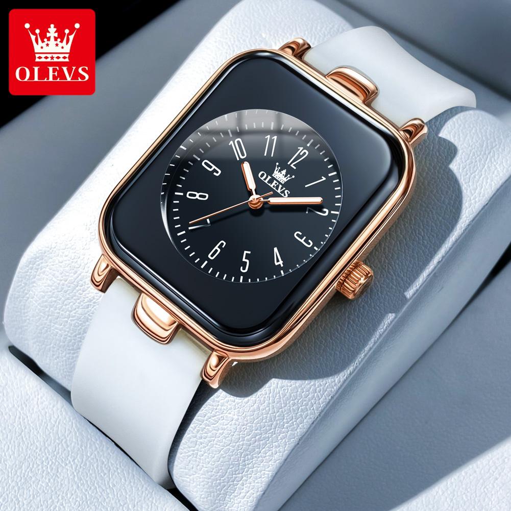 OLEVS Women's Watches Simple Elegant Quartz Wristwatch Original Waterproof Silicone Strap Luminous Hands Trend Fashion Style