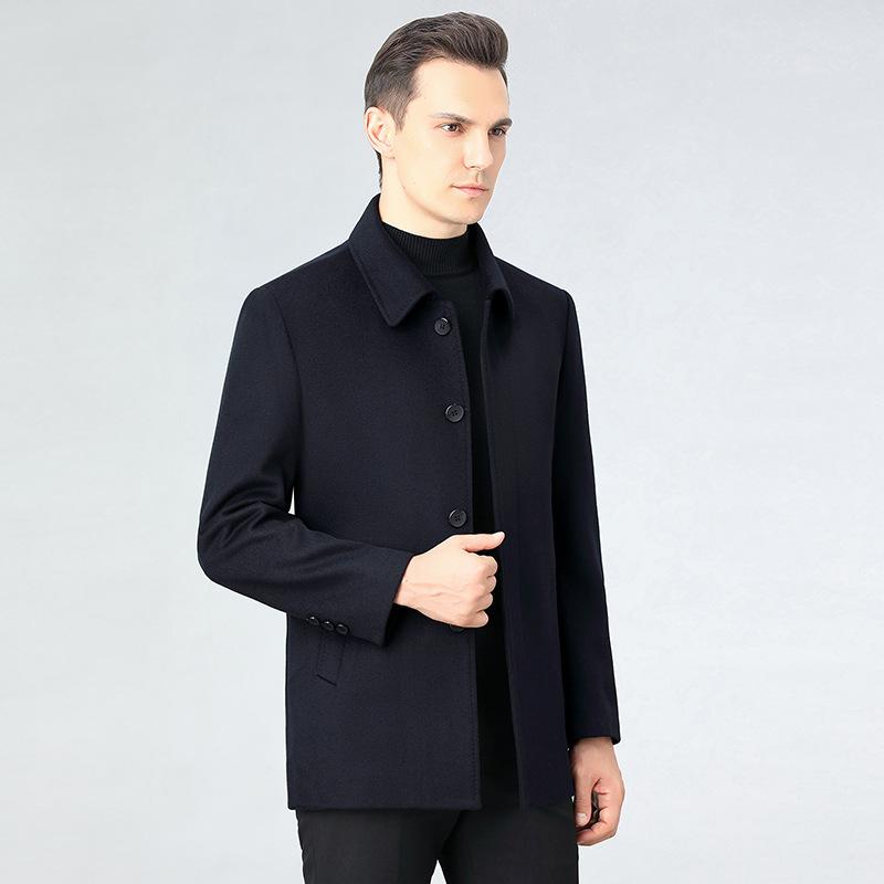 

Кашемировый пиджак для мужчин среднего возраста с лацканами, повседневный однотонный шерстяной пиджак, утолщенная одежда для пап среднего и пожилого возраста 165
