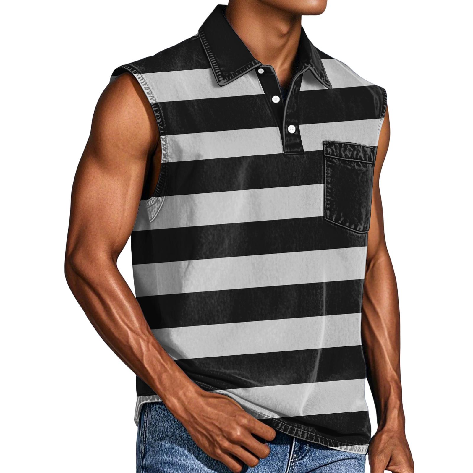 

Men s Casual Pocket Button Collar Sleeveless Vest XL чорний