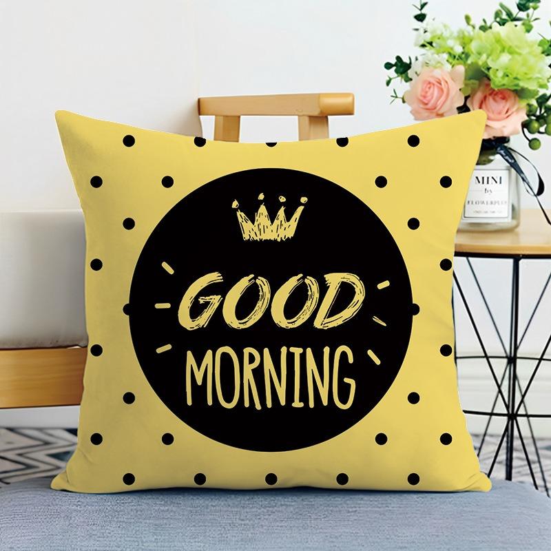 Bedroom Living Room Square Cushion Pillowcase Yellow Modern Simple Printed Decorative Pillowcase