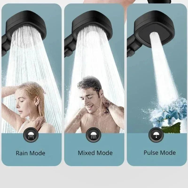 3 Modes Adjustable One-Key Stop Water Shower Heads High Pressure Water Saving  Shower Heads High Quality Bathroom Showers