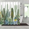 Tropical Cactus Plant Pineapple Shower Curtains Bathroom Frabic Waterproof Polyester Bath Curtain