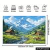 2D Plane Dolomite Mountains Church Lake Background Fabric Polyester Material Suitable for Indoor Use