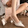 Pointed Toe Shallow Women Sandals Bow Mid Heels Shoes Fad Slingback Pumps 2026 Trend Summer Designer Party Sandalias De Mujer