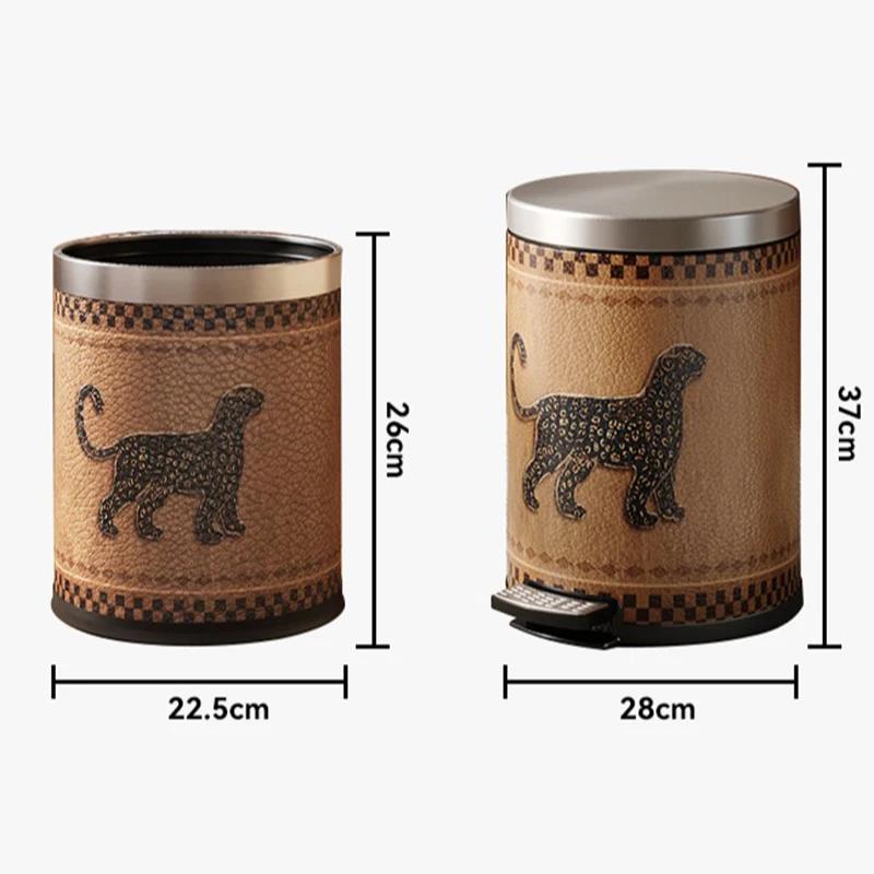 Vintage Waste Bins Metal Trash Can Luxury Living Room Wastebasket Large Capacity Separate Trashs Things for Home and Kitchen