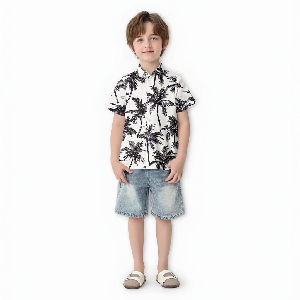 Family Matching Summer Outfits, Hawaiian Vacation Women Beach Dress, Girls Sundress, Men And Boys Button Down Shirt