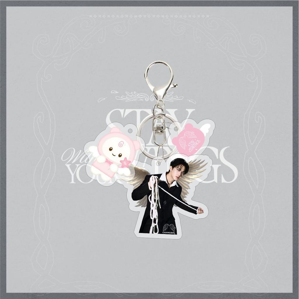 Neuer 26 Jahre Stray Kids SKZOO Niedlicher Acryl Schlüsselanhänger Stay with Your Wings FELIX HYUNJIN Zubehör Tasche Schlüsselanhänger