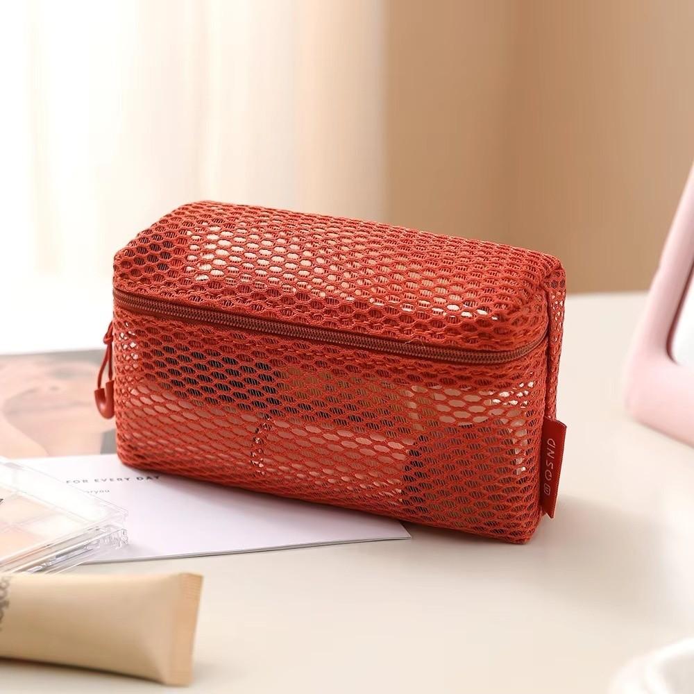 Breathable Mesh Makeup Bag Square Mini Zipper Coin Purse Transparent Storage Bag Travel Storage