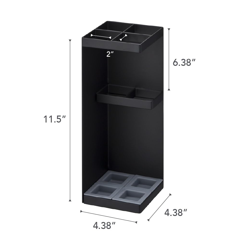 Yamazaki Smart Umbrella Stand, Black, Approx. W11 x D11 x H30cm, Square, Can Also Store Folding Umbrellas, 6719