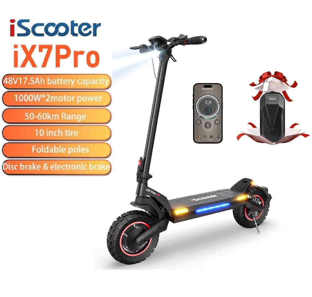 iScooter Scooter Elétrico IX7 Pro 1000*2W Motor Duplo, Velocidade Máxima 60km/h, Autonomia 80km, Pneus Off-Road 10", Controle por APP