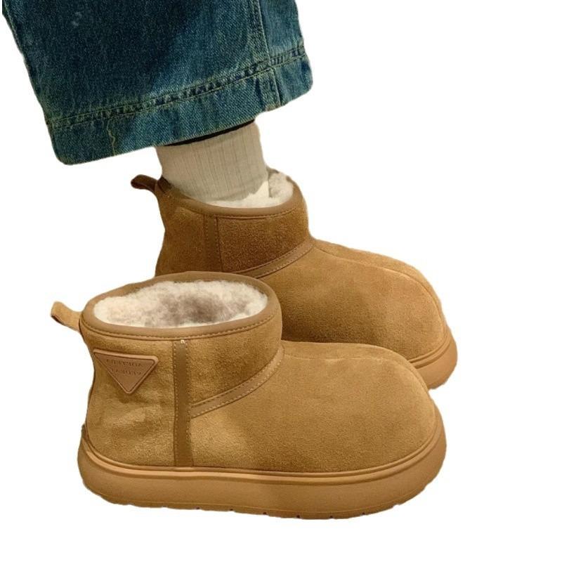 Winter new frosted leather thickened snow cotton boots bread shoes small women's shoes