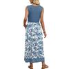 Sleeveless Round Neck Floral Print Maxi Dress Casual Loose Fit Long Dress Lightweight Summer Sundress for Women