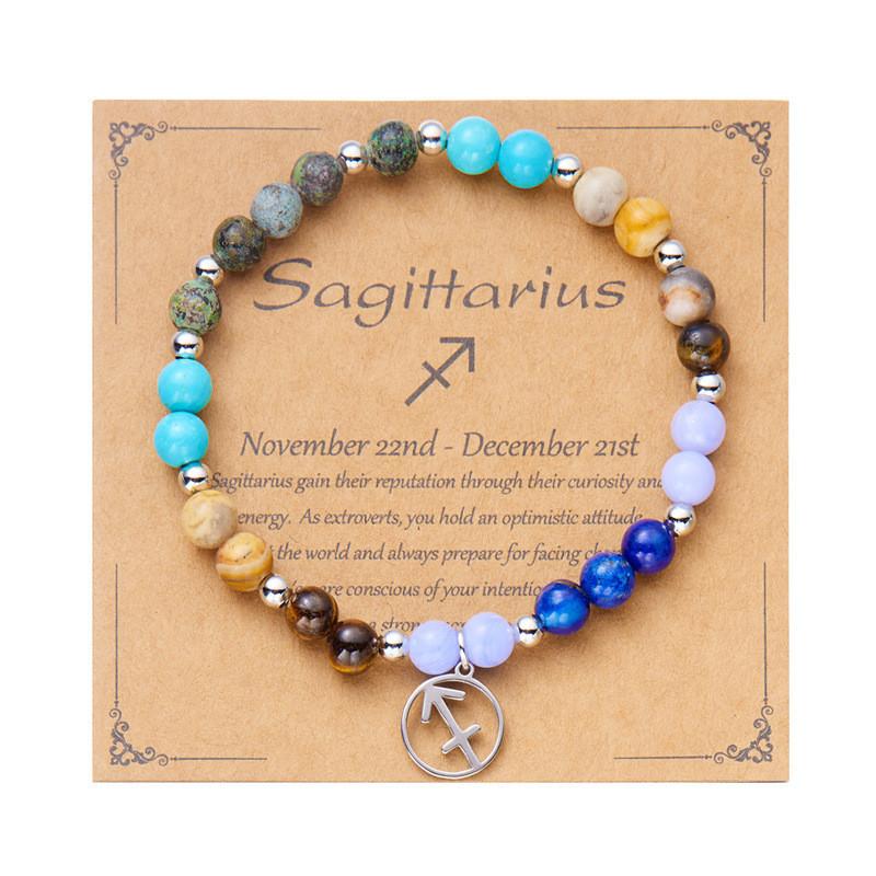 Twelve Constellation Beaded Bracelet With Natural Stones For Women Gift Ideas