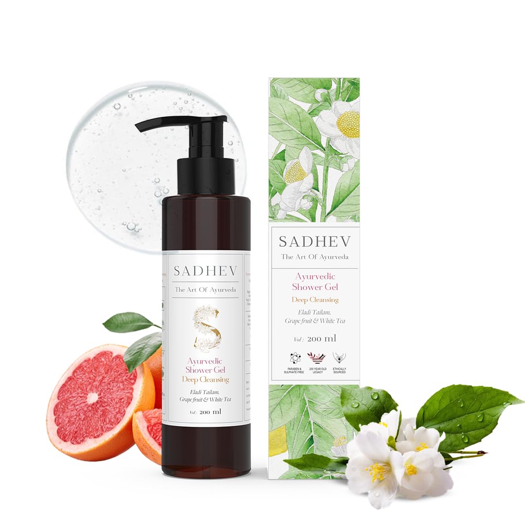 Sadhev Ayurvedic Shower Gel Deep Cleansing - Eladi Tailam, Grapefruit & White Tea - 200ml