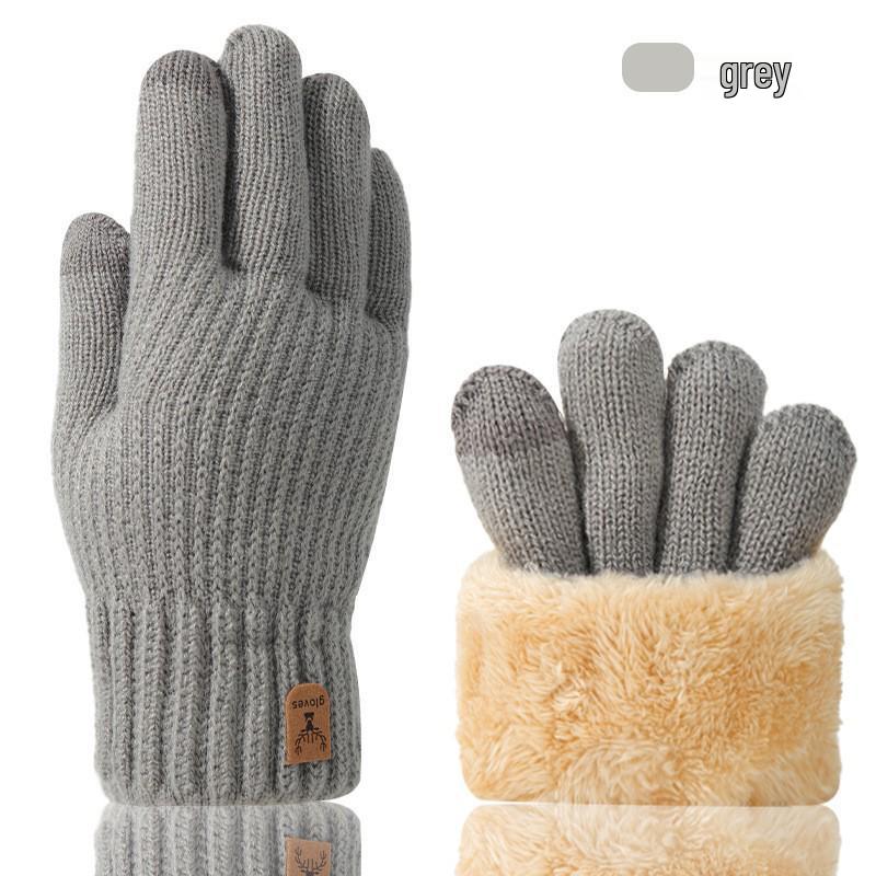 Women's Winter Knitted Gloves, Double-Layer Velvet, Thickened, Cold-Proof, Warm, Touchscreen, Perfect for Outdoor Cycling.