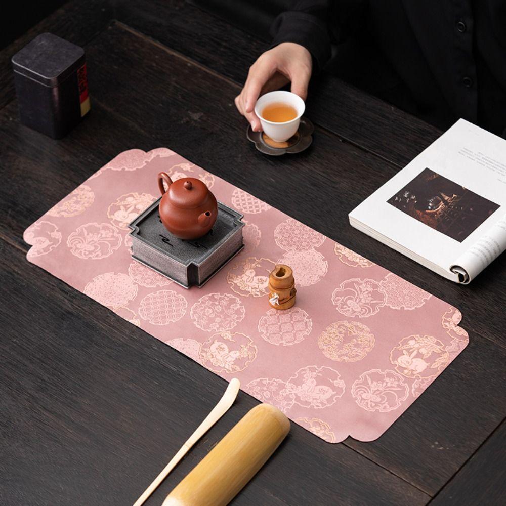 

Waterproof Table Mat Thick Tableware Mat Cup Pad Chinese Style Tea Mat Home