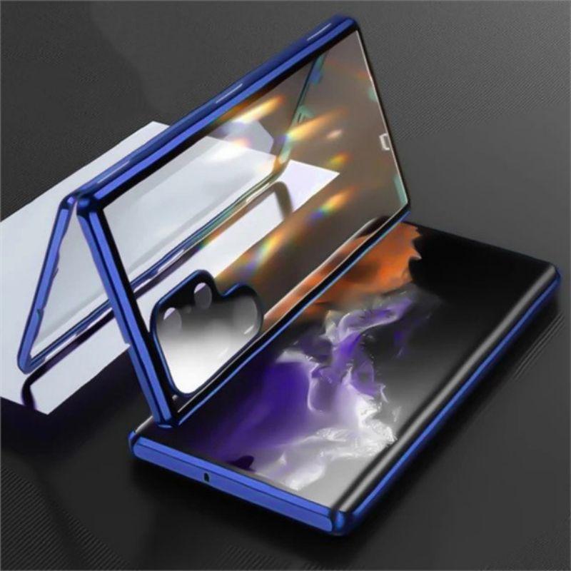 360° Metal Double Sided Glass Snap Lock Phone Case For Samsung GalaxyS25 S24 S23 S22 S21 Ultra Plus S23 FE Lens Protection Cover