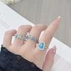 Enamel Ice Blue Slightly Inlaid Disc Foreign Style Ring Women'S White Fashion Cold Feeling Index Finger Ring Niche Ring