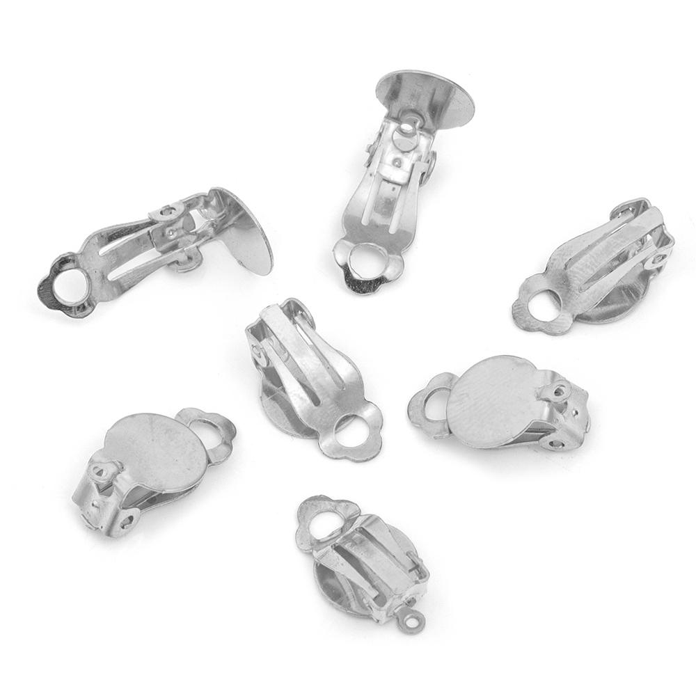 

50pcs Round Flat Ear Clip Blank Setting Base None Pierced Cabochon Bezel Tray Earrings For Jewelry Making Earrings Accessories