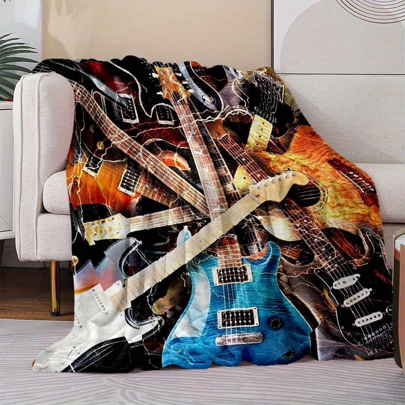 Guitar Blanket Soft Warm Throw Blanket Nap Blanket For Couch Sofa Office Bed Camping Travel Multipurpose Gift Blanket For All Season