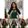 Vintage Holiday Hooded Cloak With Polyester Fabric For Christmas Festivities And Parties