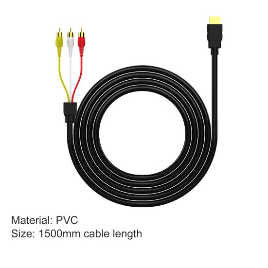 2Pcs/Set RCA Cable HDMI-compatible Male to 3RCA PVC 3 RCA to SCART Adapter for TV