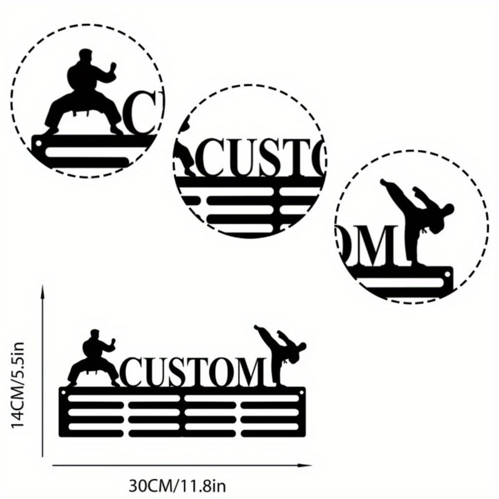 Soporte de Medallas de Karate Personalizado para Pared, 12 Barras para Cintas de Cinturón, Regalo de Artes Marciales para Hombre