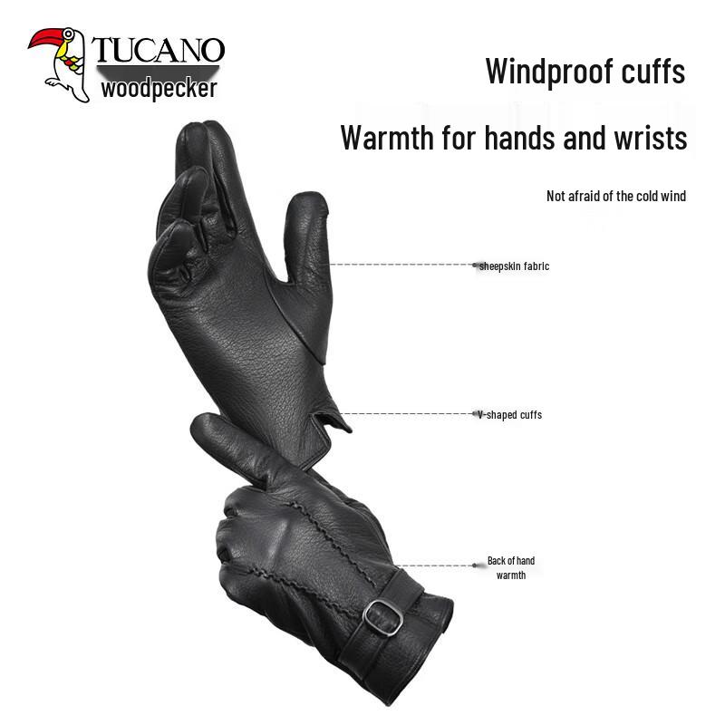 Woodpecker Men's Winter Touchscreen Sheepskin Gloves