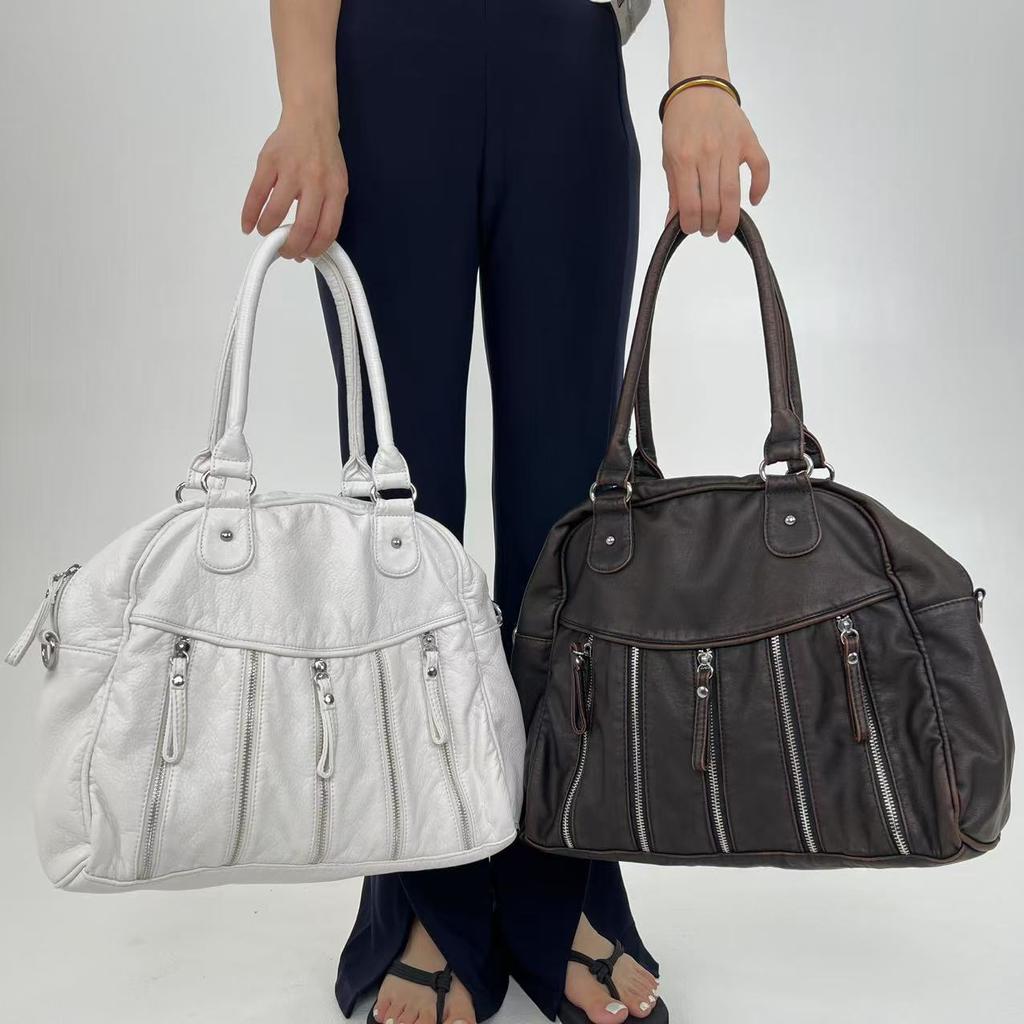 Ladies Personality Multi-Pocket Hottie Locomotive Tote Bag Maillard Shoulder Bag