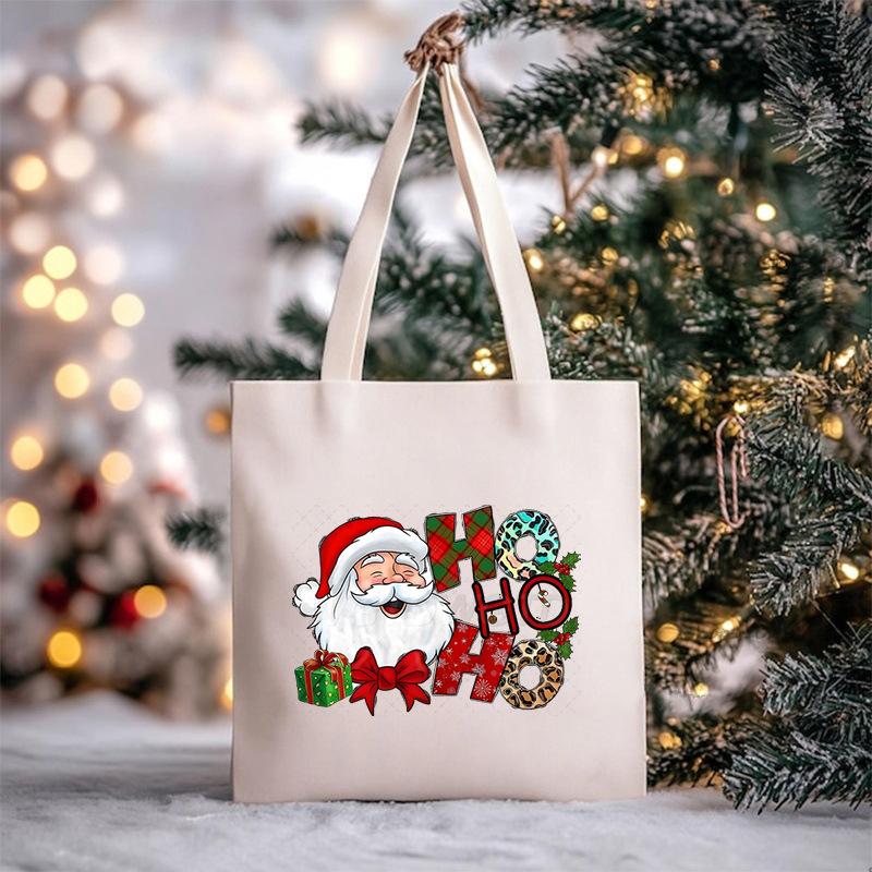 Christmas Christmas Printed Canvas Bag Large Capacity Casual Trend Student Shoulder Bag Tote Bag