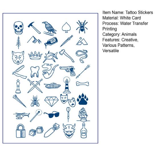 Herbal Temporary Tattoo Stickers Cartoon Image Temporary Tattoos Fake Body Arm Chest Shoulder Tattoos for Semi-Permanent Body Art