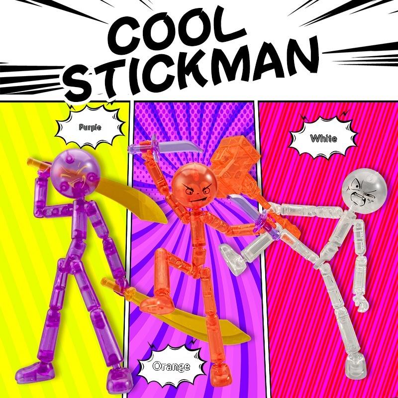 1 Set Novelty Action Figure Stickman Assembled Robot Movable 3D Printing Mannequin Multi-Jointed Stickman Toy