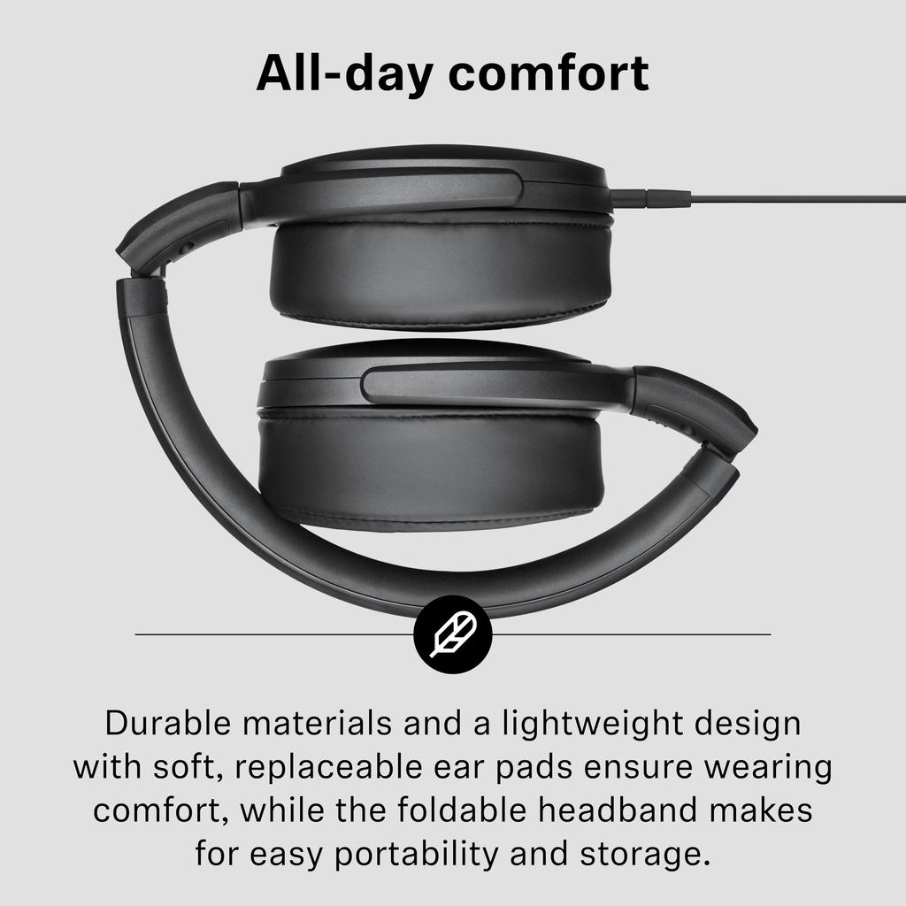 Sennheiser HD 400U Wired Headphones with Remote Compact Closed-Back In-Line & Microphone, USB-C, Foldable, Lightweight,