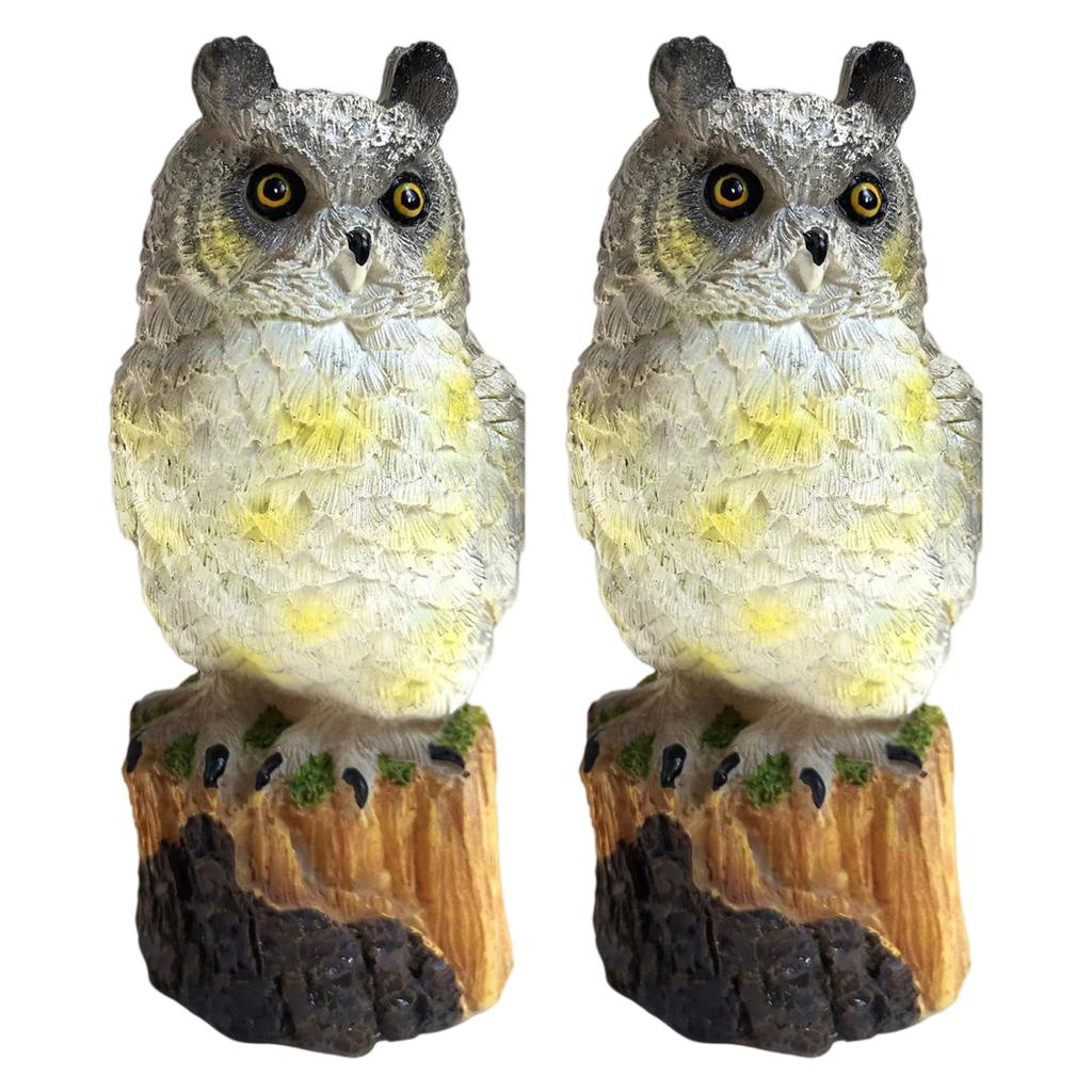 Resin Solar-Powered Owl Outdoor Figurine Weatherproof Cute Animal Model Decor With Solar Panels for Flower Fence Lawn Decoration
