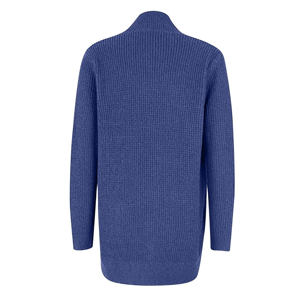 Damen Casual Loose Solid Color Langarm Strickjacke Big Pocket Pullover Cardigan Mantel