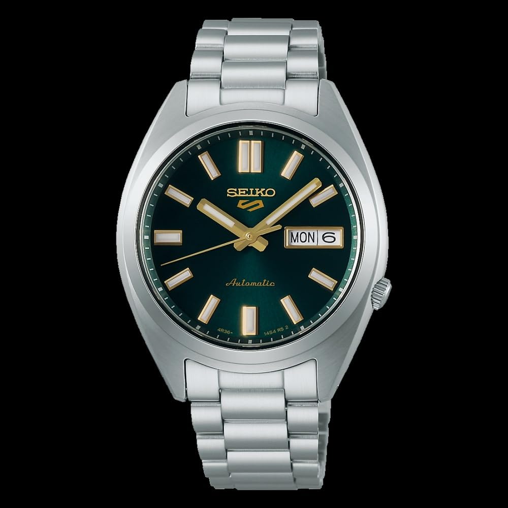 Seiko SRPL57K1 5 Sports SNXS Stainless Steel Automatic Watch for Men, 37.4mm Case, Green/Silver