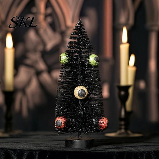 Cool Halloween Ornaments Black Tree with Eyeball Decor, Spooky Dark Centerpiece for Holiday Decorations Desk Shelf, Creative Party Scene Ornament,