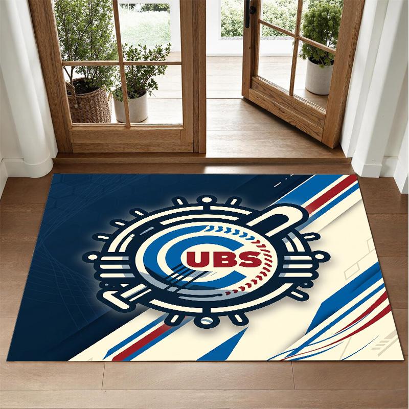 Chicago Cubs Design Crystal Velvet Rug Soft Decorative Mat for Bedroom Entrance