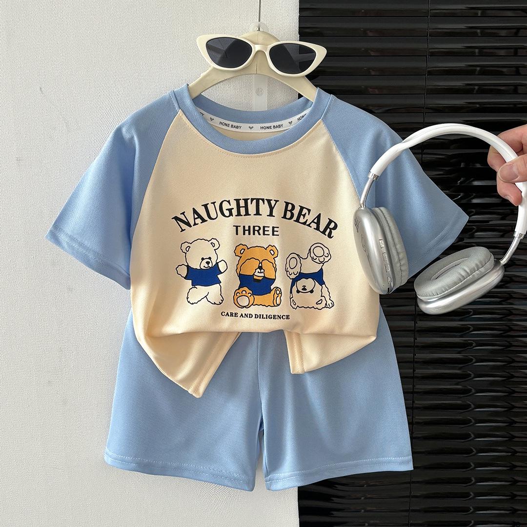 Kids Summer Cartoon Short Sleeve Outfit - Boys & Girls Fashion Set