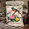 Beetle Floral Garden Theme Throw Blanket Custom Name Text Personalized Blanket Soft Cozy Blanket for Home Sofa Bed