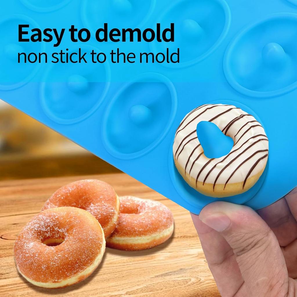Silicone Donut Pan, Bite Size Silicone Donut Molds for baking, Mini Donut Mold Heat Resistant, Mini Baking Mold for baking delicious donuts,