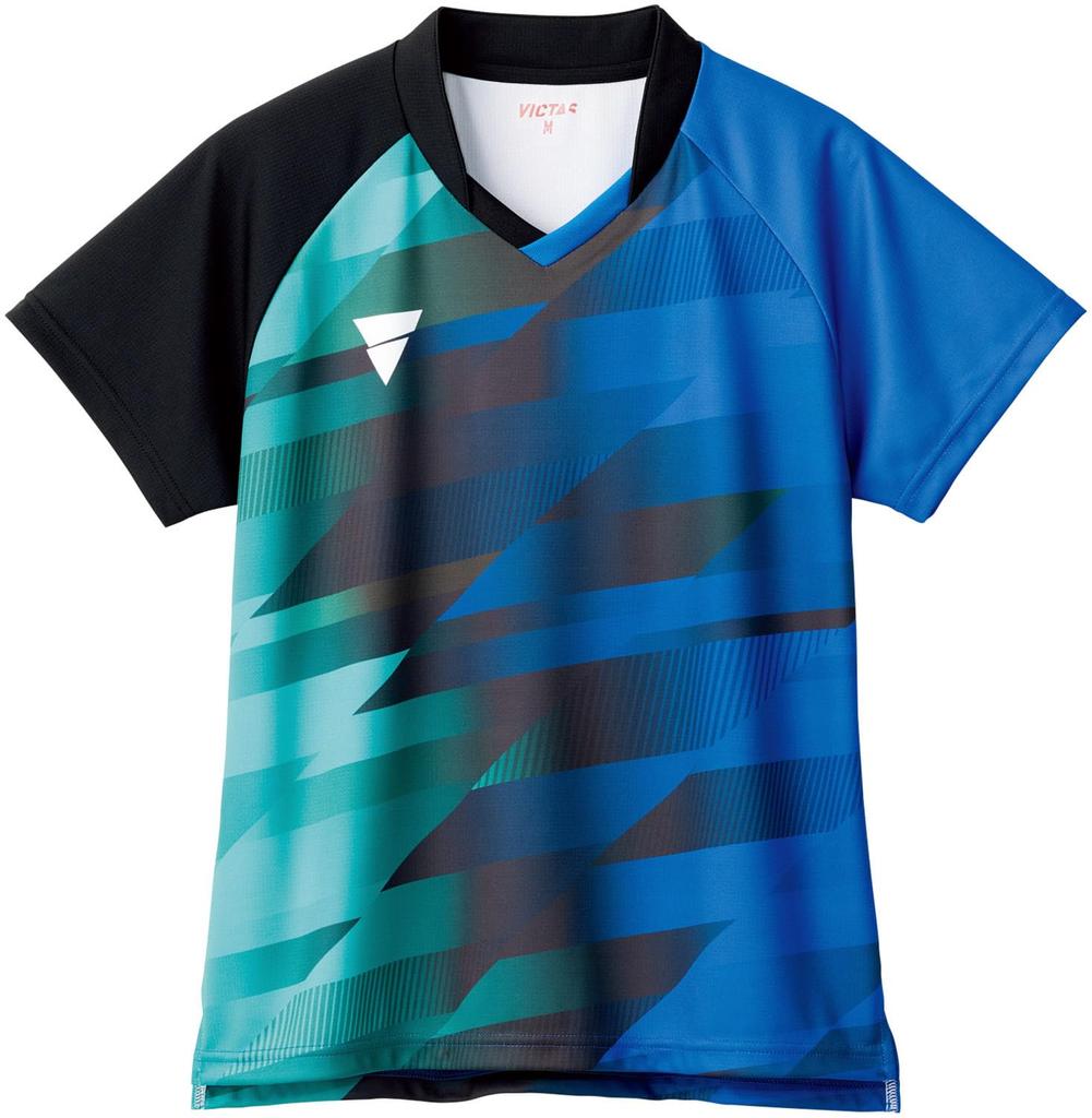 Victor Table Tennis Game Shirt Table Tennis Blue Size M Women's V-LGS401, J.T.T.A (Japan Association) Approved, Moisture-Wicking, Quick-Drying,