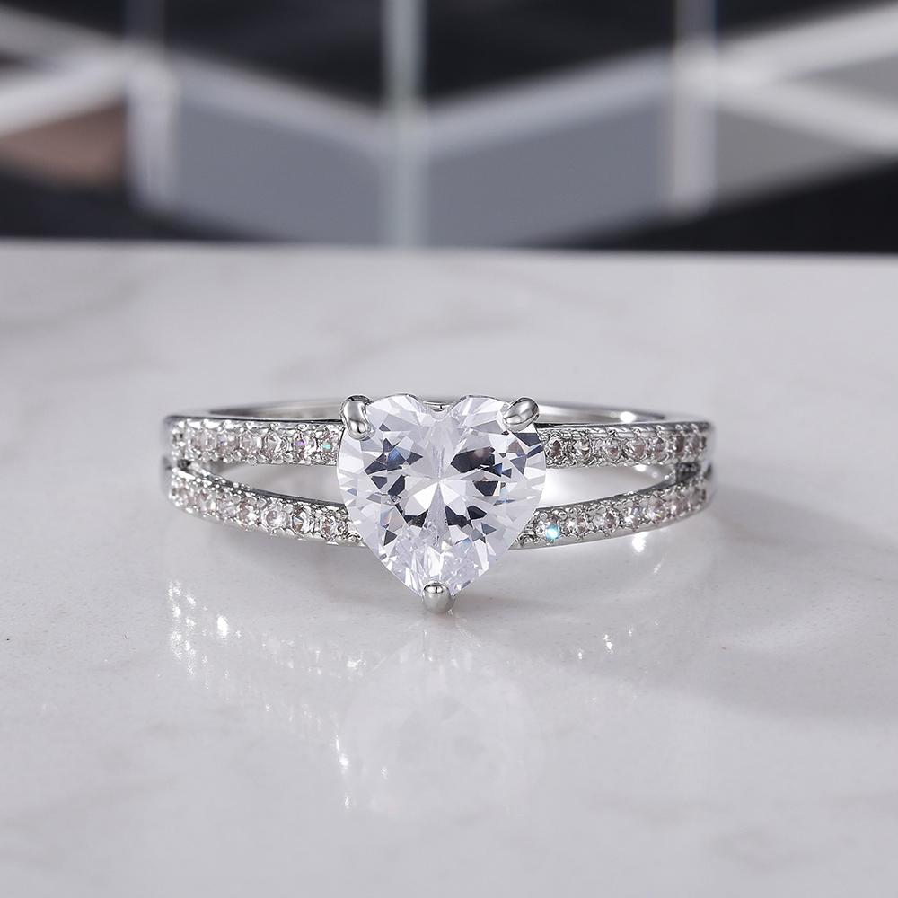 New Romantic Heart Wedding Rings for Women Shiny Cubic Zirconia Elegant Female Accessories Party Delicate Gift Trendy Jewelry