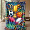 Sports Equipment Pattern Theme Blanket Lightweight Warm Flannel Blanket Decorative Throw Blanket for Home Decoration