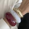 Ingemark 3 Styles Creative Stackable Resin Acrylic Thick Bangle for Women Vintage Metal Spring Bracelet Grunge Jewelry Steampunk