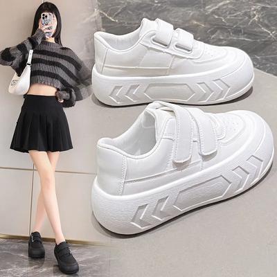 Sapatos de Pão com Solado Grosso e Velcro Moda Feminina Primavera e Outono 2025 Novos Sapatos de Prancha de Cabeça Grande