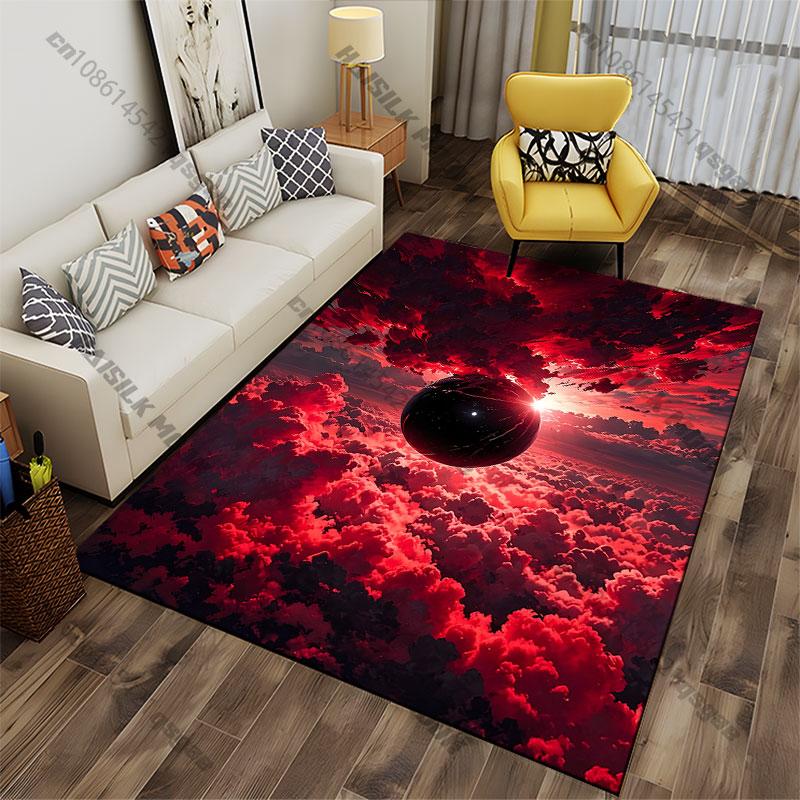 Surreal Skies Black Sphere Carpet Yoga Living Room Room Decor Children's Crawling Mat Doormat Area Rug Games Mat