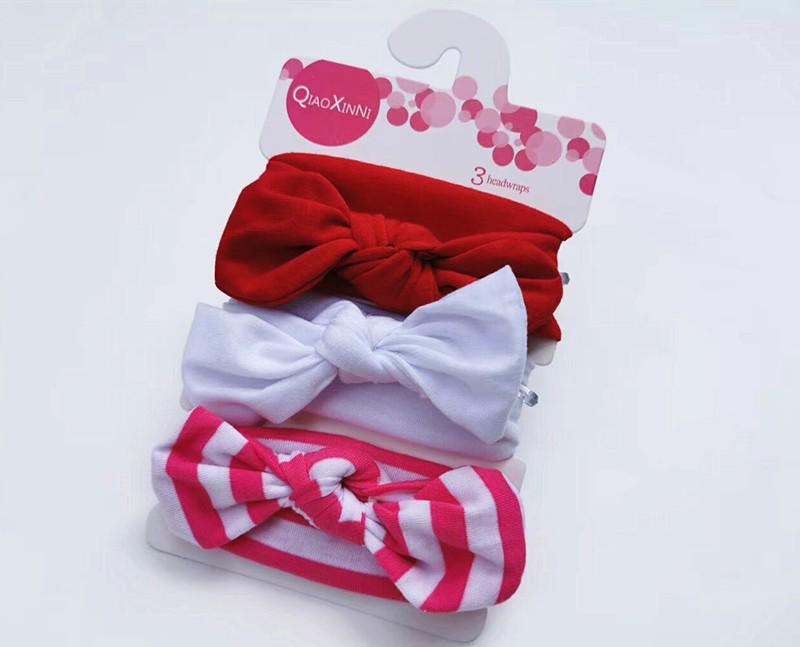 European & American Kids' Rabbit Ears Headband Set: 3-Piece Infant Bow Hair Accessories for Boys & Girls