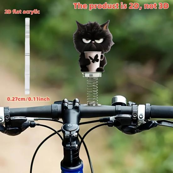 Yousheng 2D Acrylic Cat Bobblehead Bouncing Cat Decoration Cartoon Cat Ornament with Spring for Car Dashboard Desk Decor